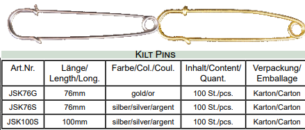Bulk quantities of safety pins