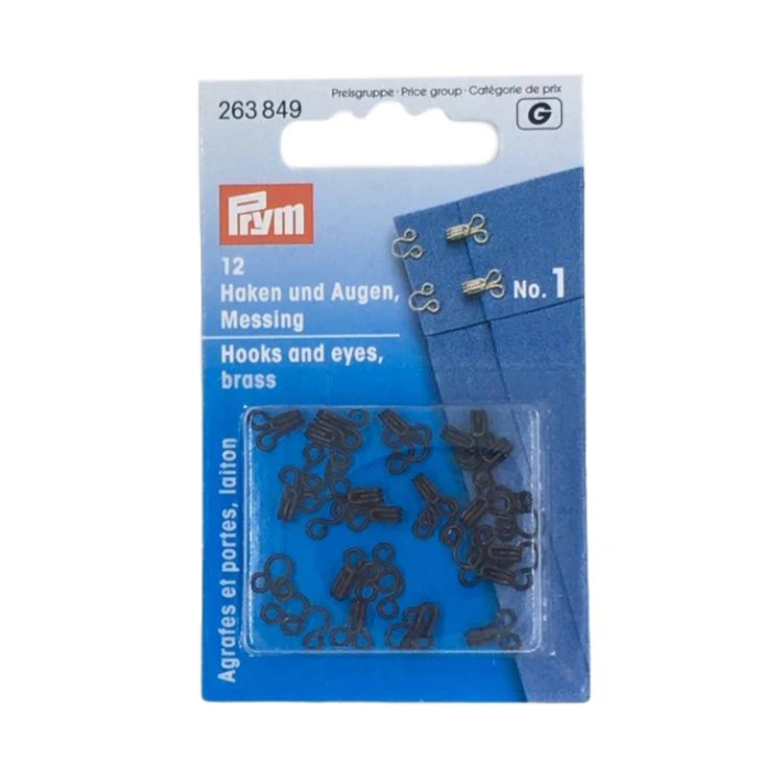 Prym Hooks & eyes black, sizes 1,2,3