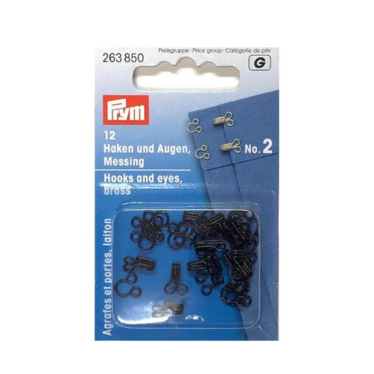 Prym Hooks & eyes black, sizes 1,2,3