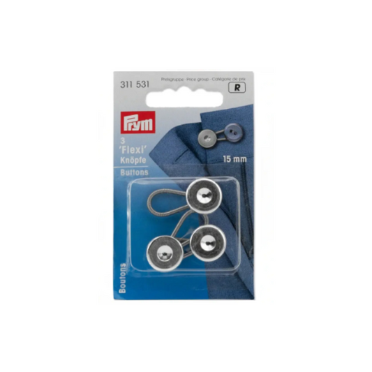 Flexi buttons with loop, 15mm