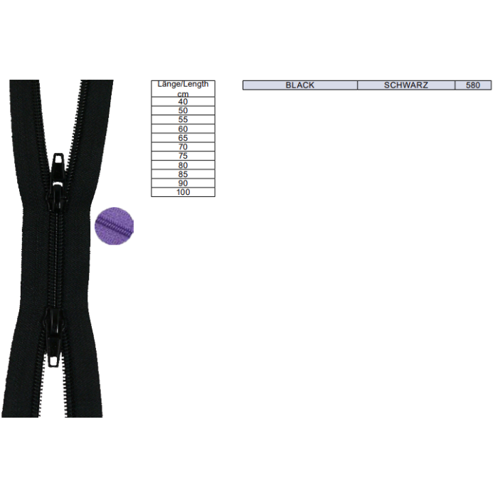 Double ended nylon #5 zips