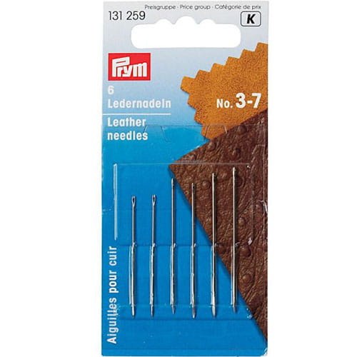 Leather needles, No. 3-7, assorted, silver-coloured