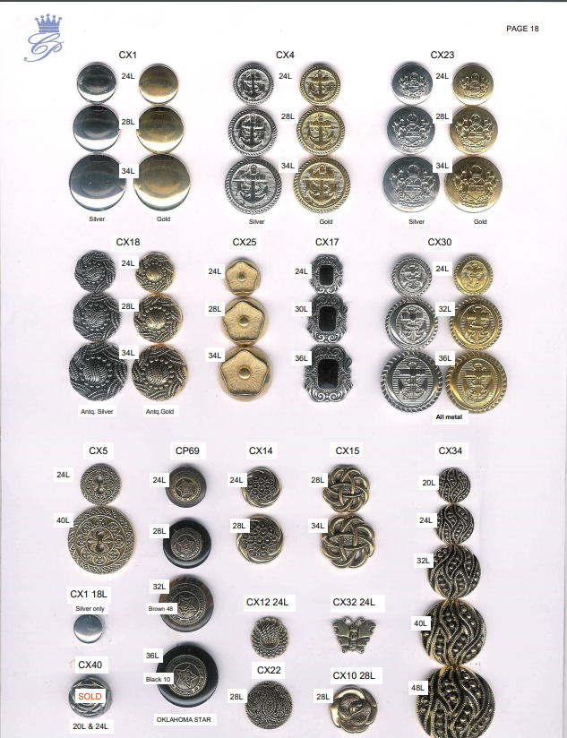 Metal buttons